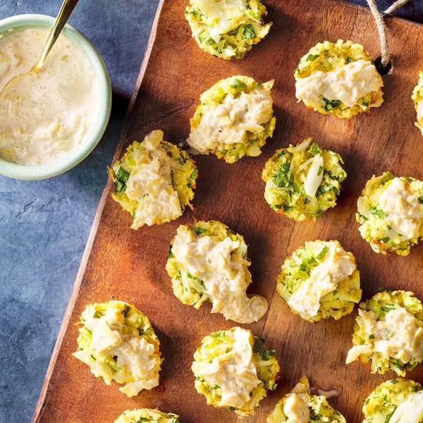 Artichoke-topped crab bites