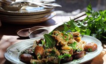 Artichokes and mushrooms braised in verjuice and extra virgin olive oil