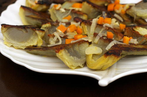 Artichokes braised in lemon and olive oil