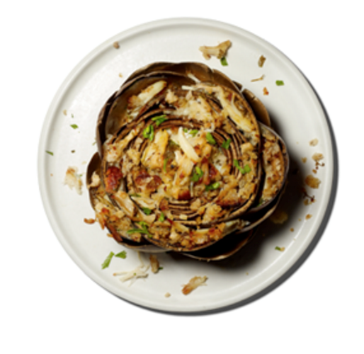 Artichokes stuffed with crab