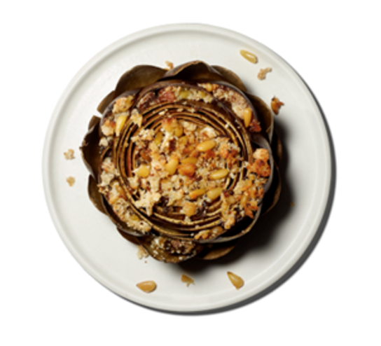 Artichokes stuffed with pine nuts and ricotta