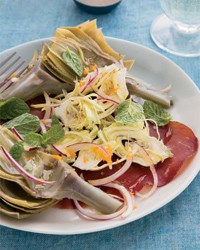 Artichokes two ways, with bresaola