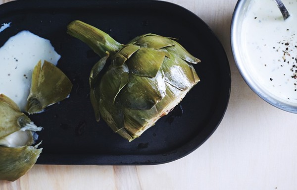 Artichokes with Parmesan-black pepper yogurt