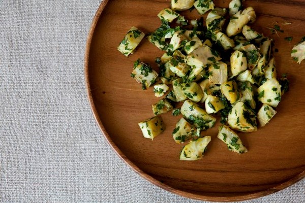 Artichokes with parsley and preserved lemon pesto