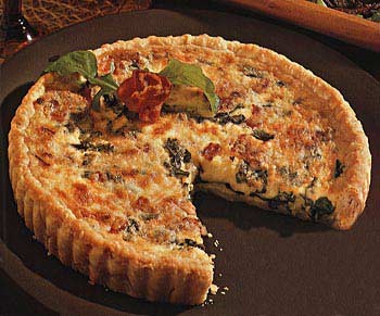 Arugula and bacon quiche