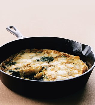 Arugula and Fontina frittata