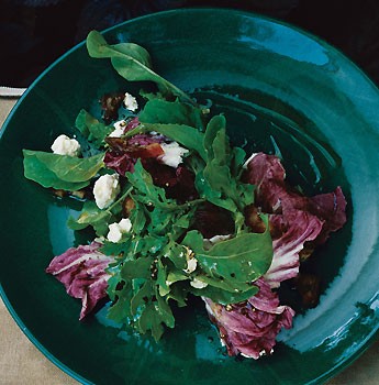 Arugula and radicchio with feta and dates