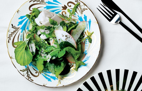 Arugula, apple, and parsnip with buttermilk dressing