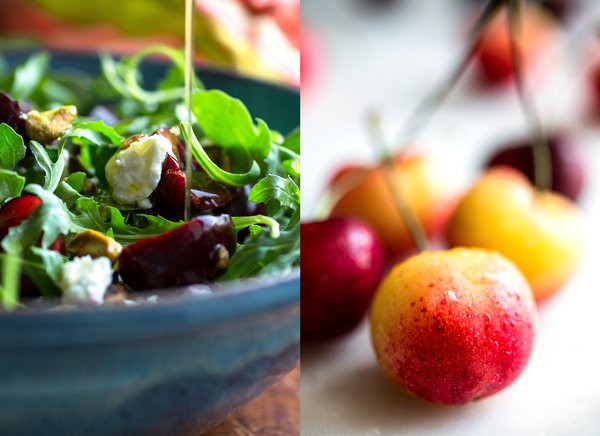 Arugula, cherry and goat cheese salad
