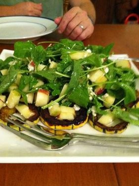 Arugula, delicata, and honeycrisp salad
