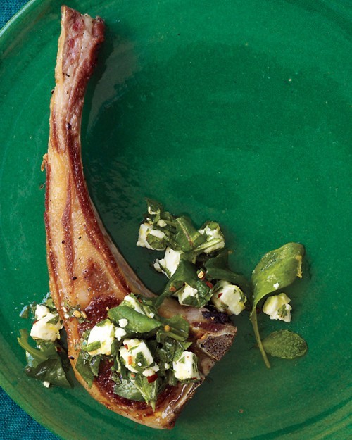 Arugula, feta, and mint relish