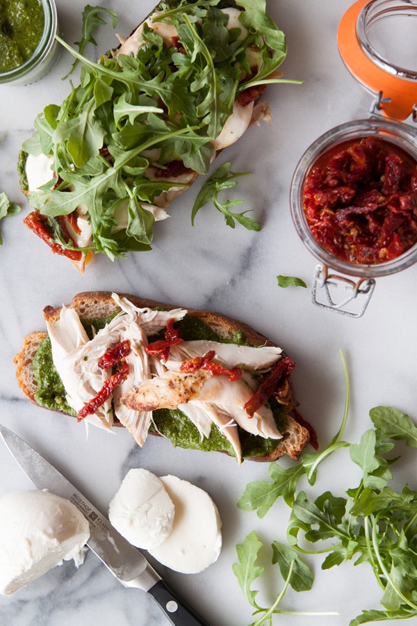 Arugula pesto turkey tartine