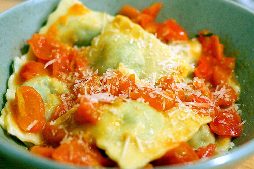 Arugula ravioli