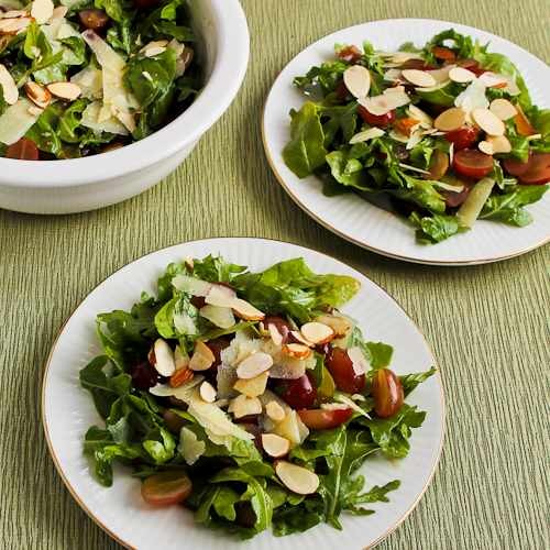 Arugula, red grape, and shaved Manchego salad