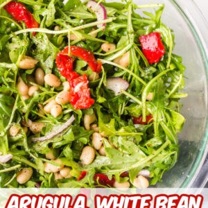 Arugula, white bean & roasted red pepper salad