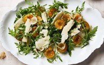 Arugula with Italian plums and Parmesan