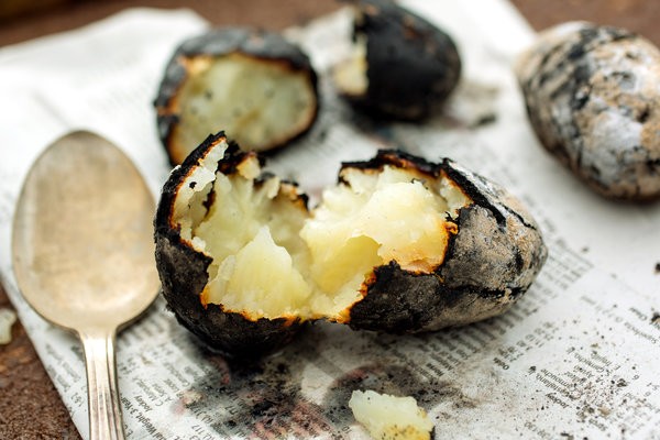 Ash-roasted potatoes
