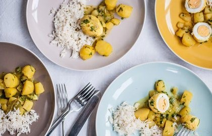 Asha's egg curry with basmati rice