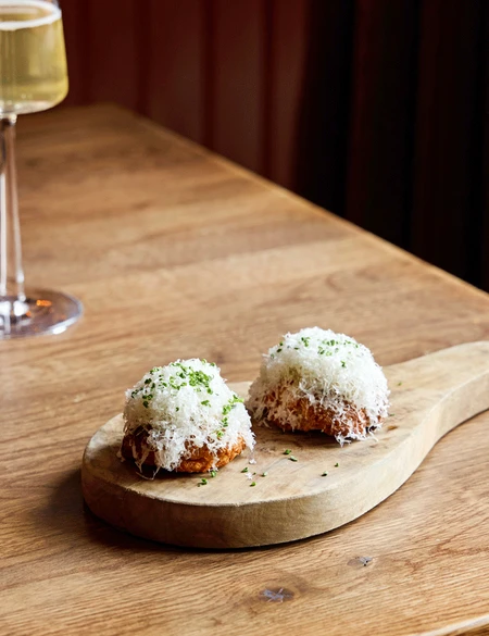Ashcombe and truffle gougères