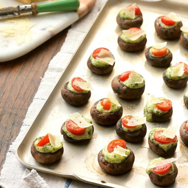 Asiago-basil stuffed mushrooms 