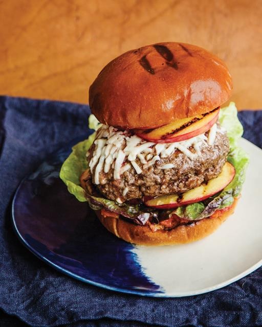 Asiago burger with grilled nectarines