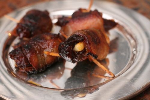 Asiago-stuffed dates with bacon and smoked paprika