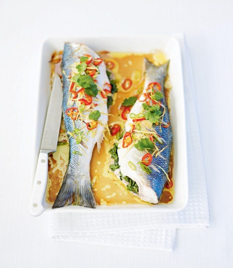 Asian baked sea bass