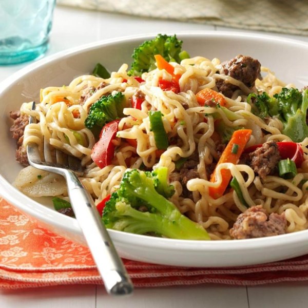 Asian beef and noodles
