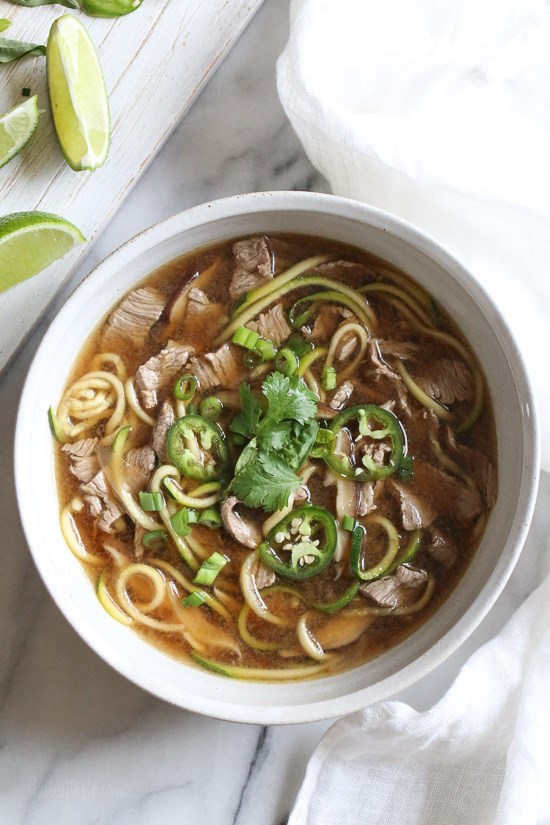 Asian beef zoodle soup