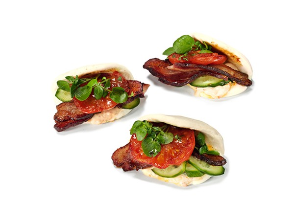 Asian BLT buns with chile mayonnaise