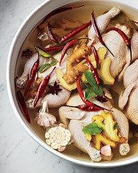 Asian-brined Cornish hens