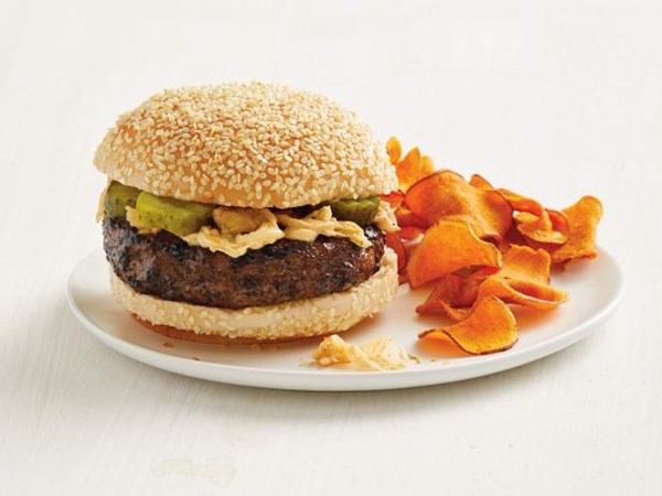 Asian burger with kimchi mayo