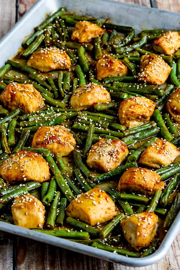 Asian chicken and green beans sheet pan meal