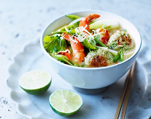 Asian chicken rice balls & broth