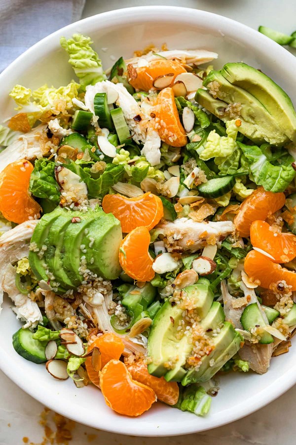 Asian chicken salad with chili crisp dressing