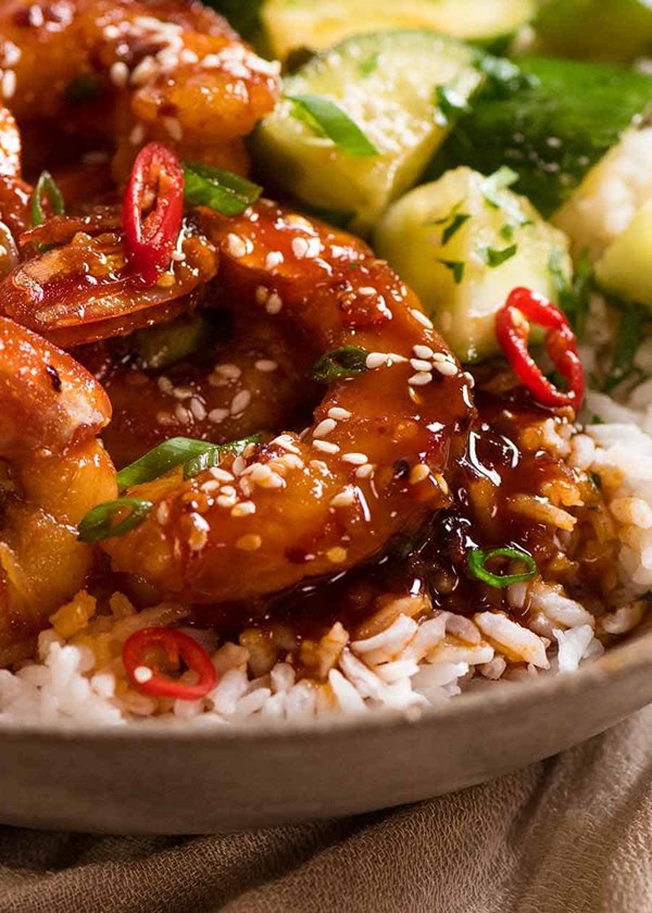 Asian chilli garlic prawns (shrimp)