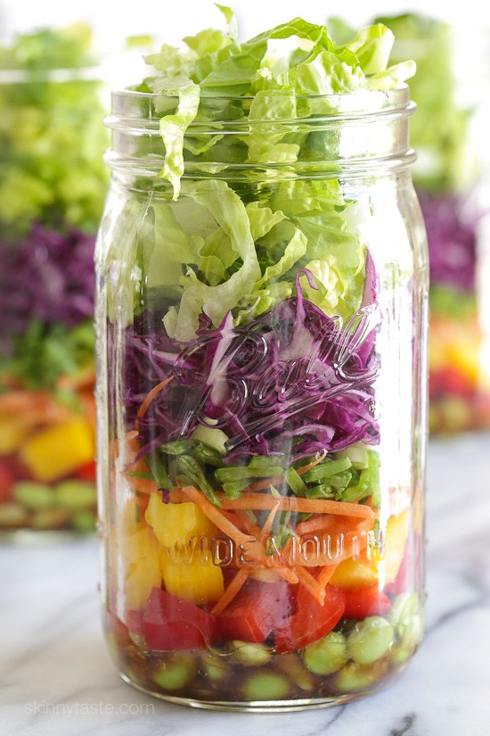 Asian chopped salad with sesame soy vinaigrette (in a jar)