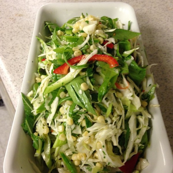 Asian cole slaw with corn and frisée