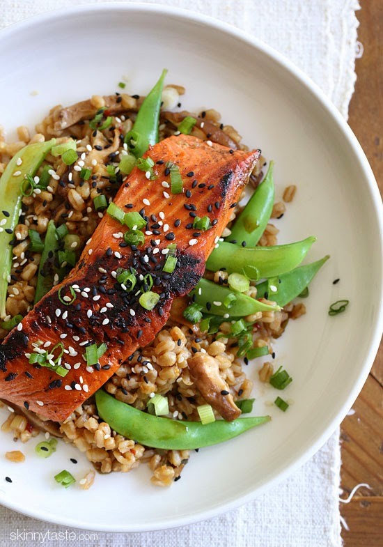 Asian farro medley with salmon