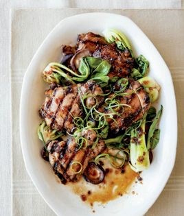 Asian-flavored chicken with shiitakes and bok choy