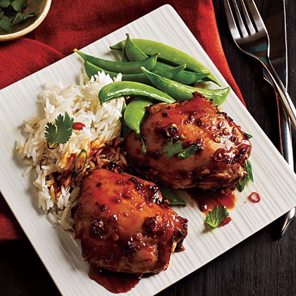 Asian-glazed chicken thighs