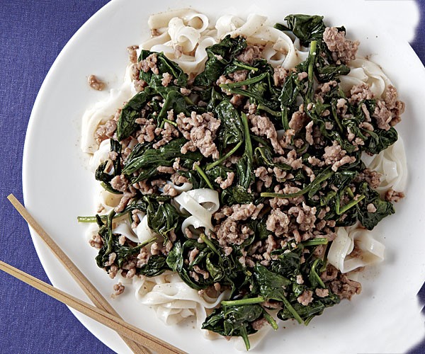 Asian ground pork and spinach