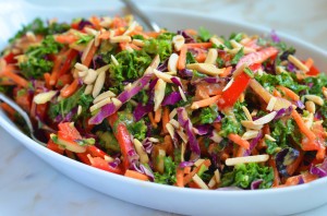 Asian kale slaw with ginger peanut dressing