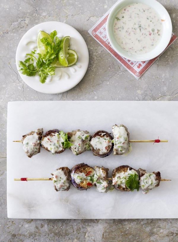Asian lamb and eggplant kebabs