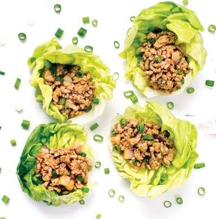 Asian lettuce cups with almond green beans