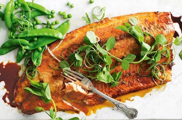 Asian-marinated baked salmon