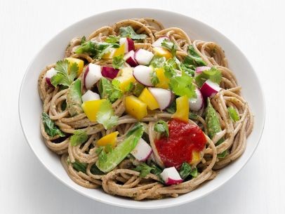 Asian noodles with summer vegetables