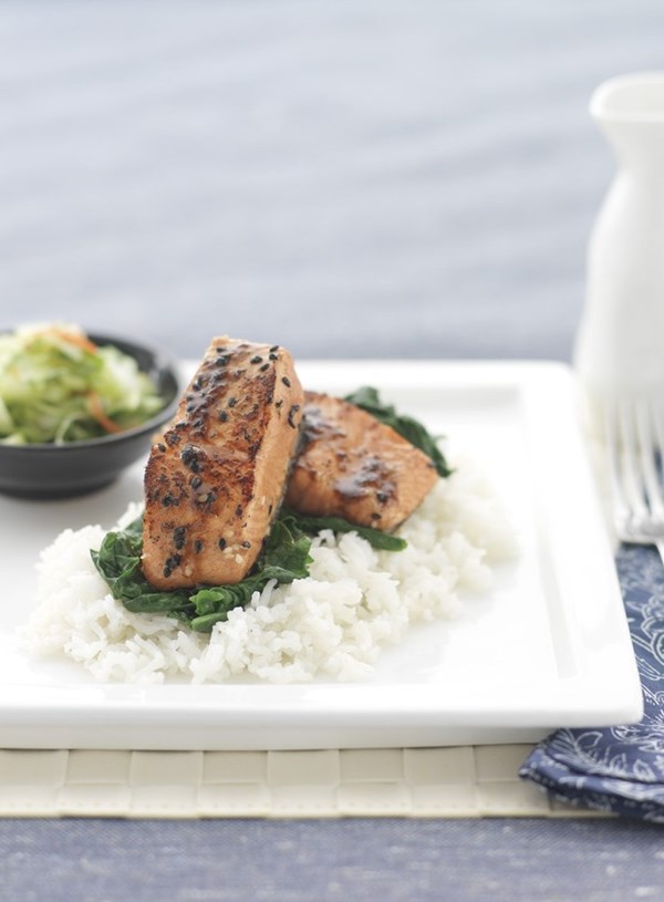 Asian salmon with cucumber salad