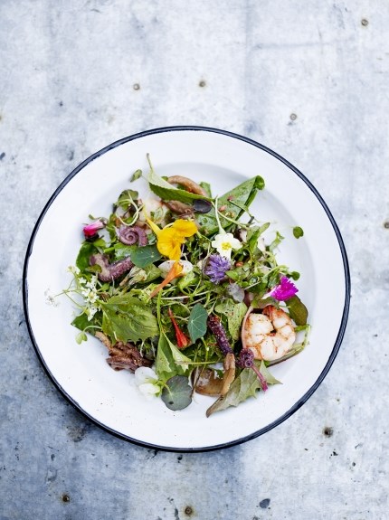 Asian seafood salad with yuzu and sesame dressing