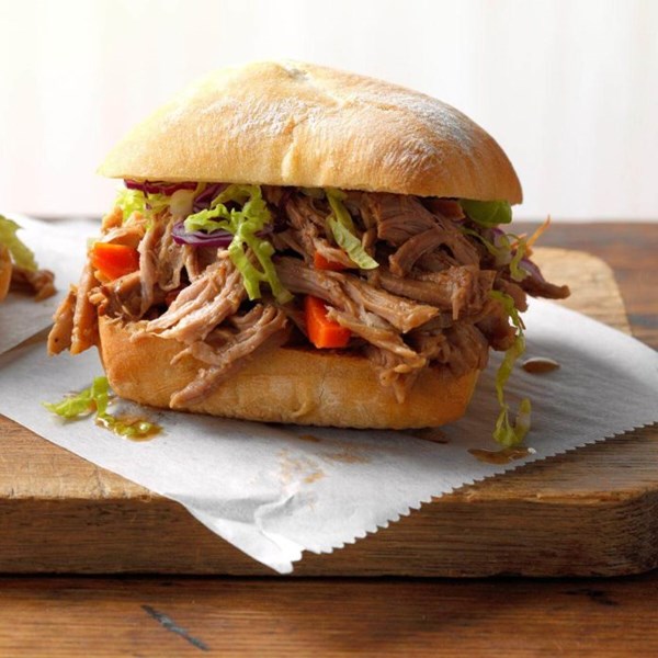 Asian shredded pork sandwiches